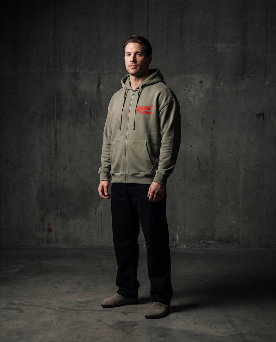 Unmuted Drop-Shoulder Zip-Up Hoodie