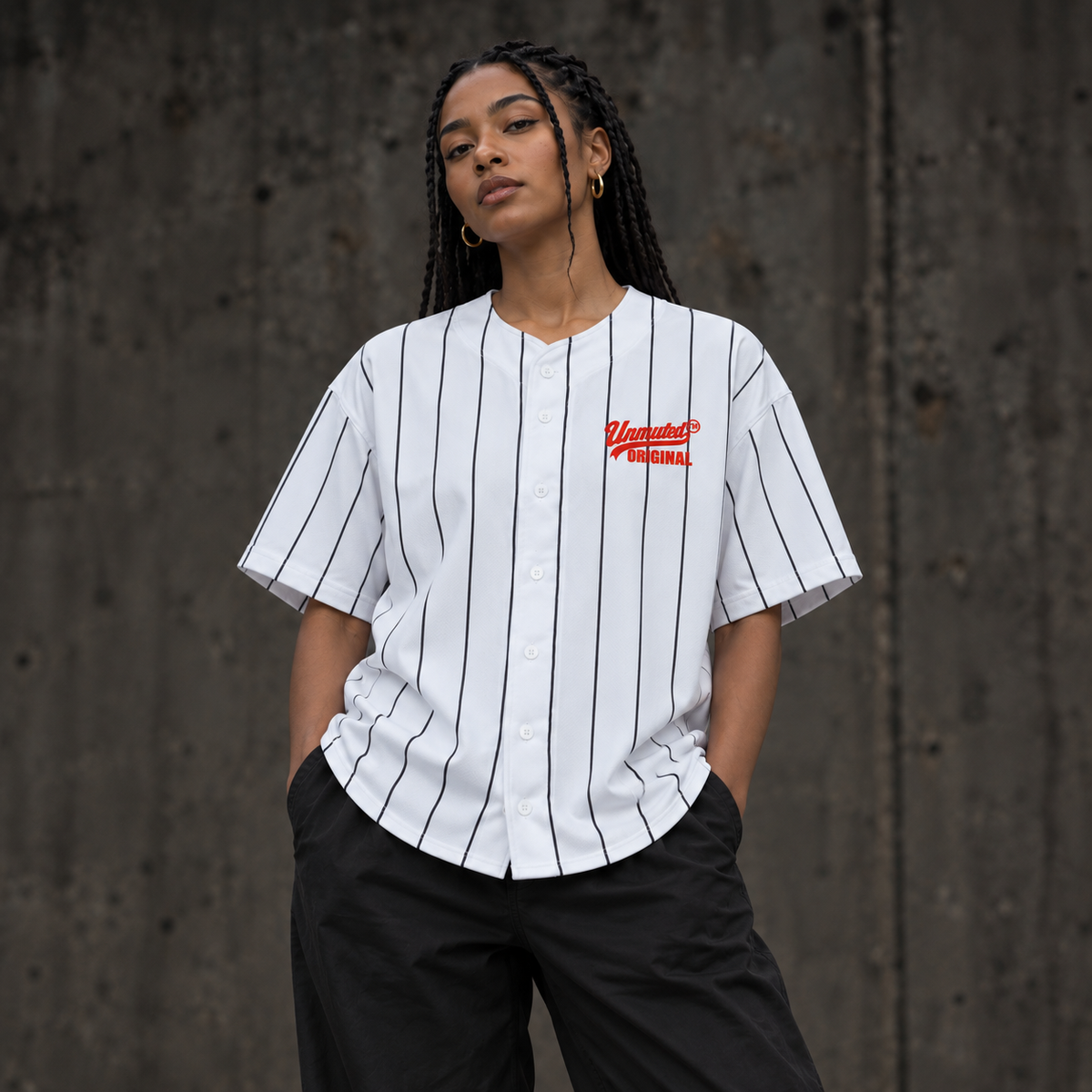 Unmuted Original Pinstripe Baseball Jersey by Unmuted Original - White