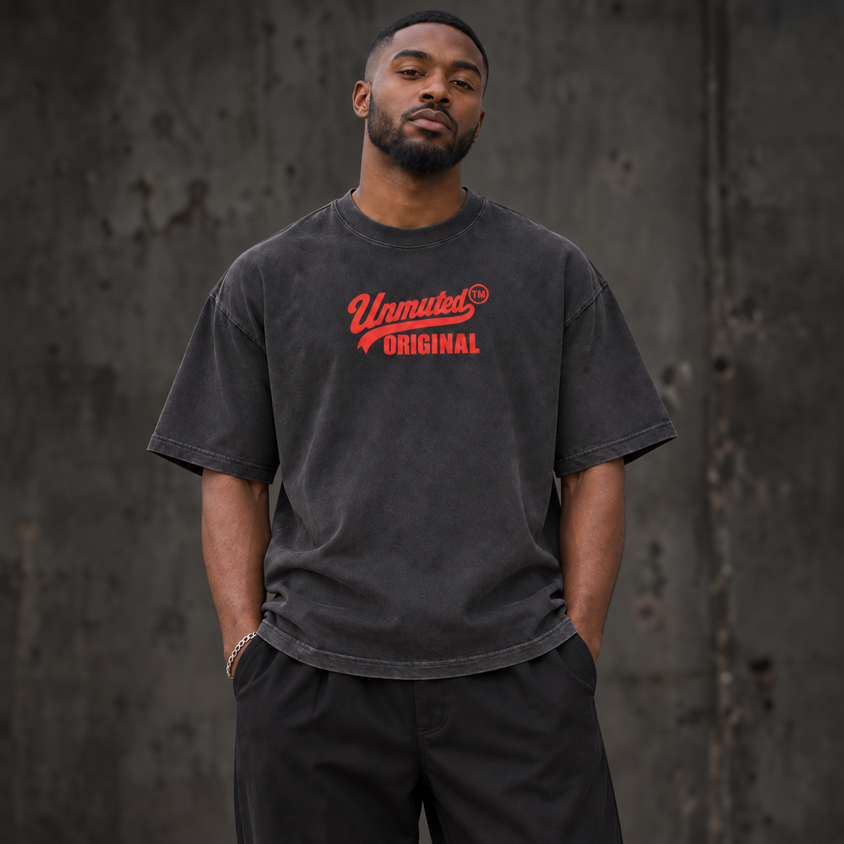 Unmuted Original Vintage Wash Drop Shoulder T-shirt by Unmuted Original - Black