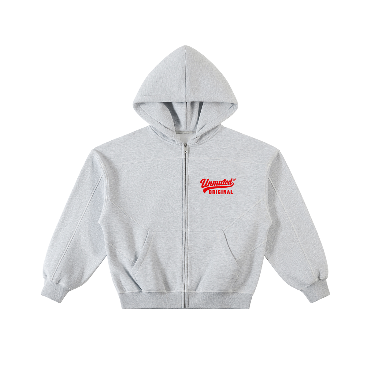Unmuted Contrast-Stitch Zip Hoodie