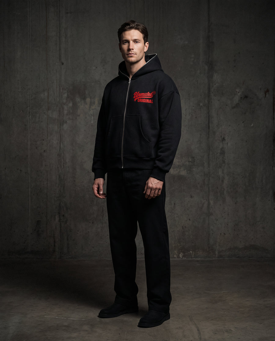 Unmuted Fleeced Full-Zip Boxy Hoodie
