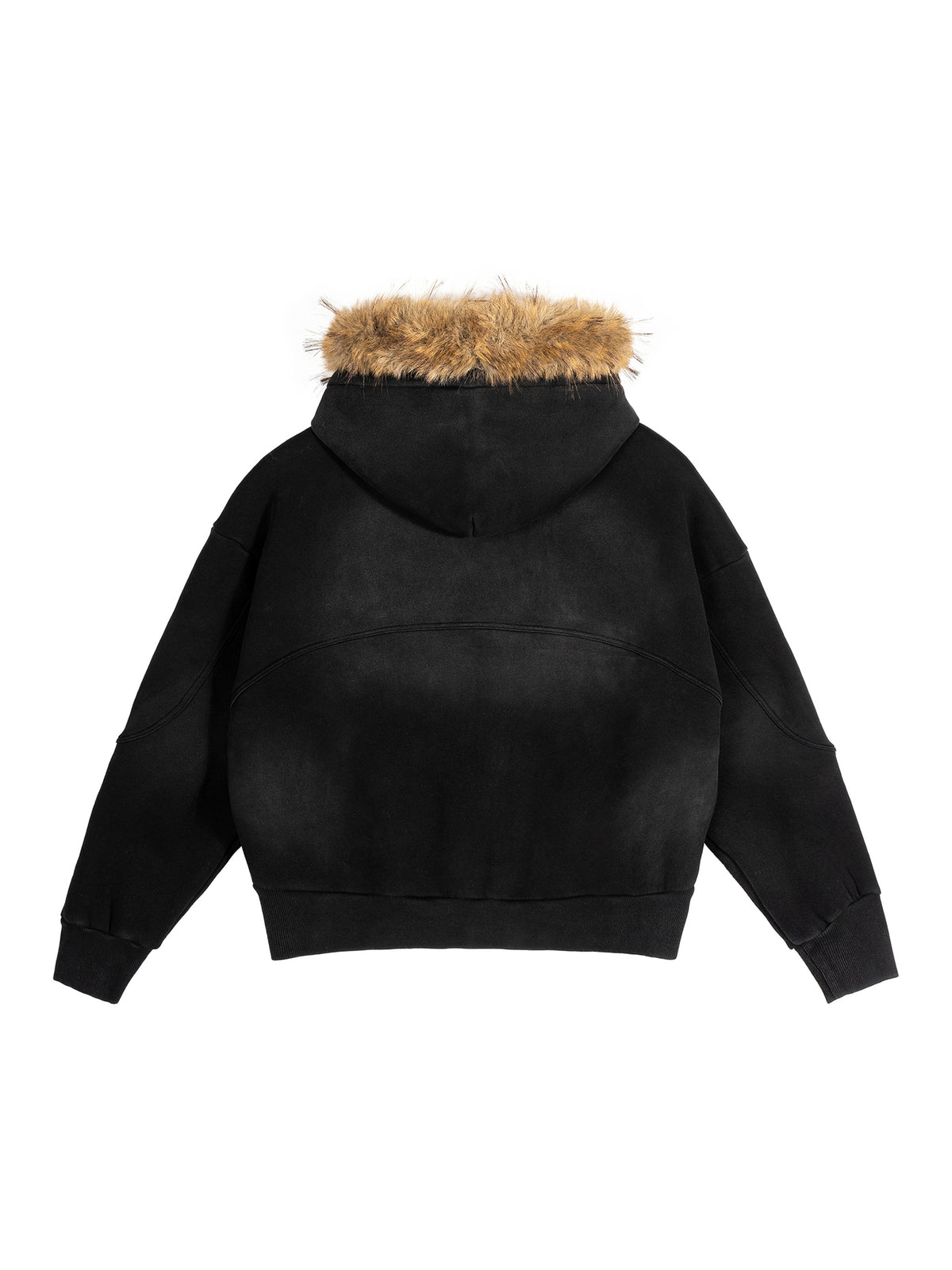 Unmuted Sun Fade Boxy Hoodie – Detachable Fur Trim