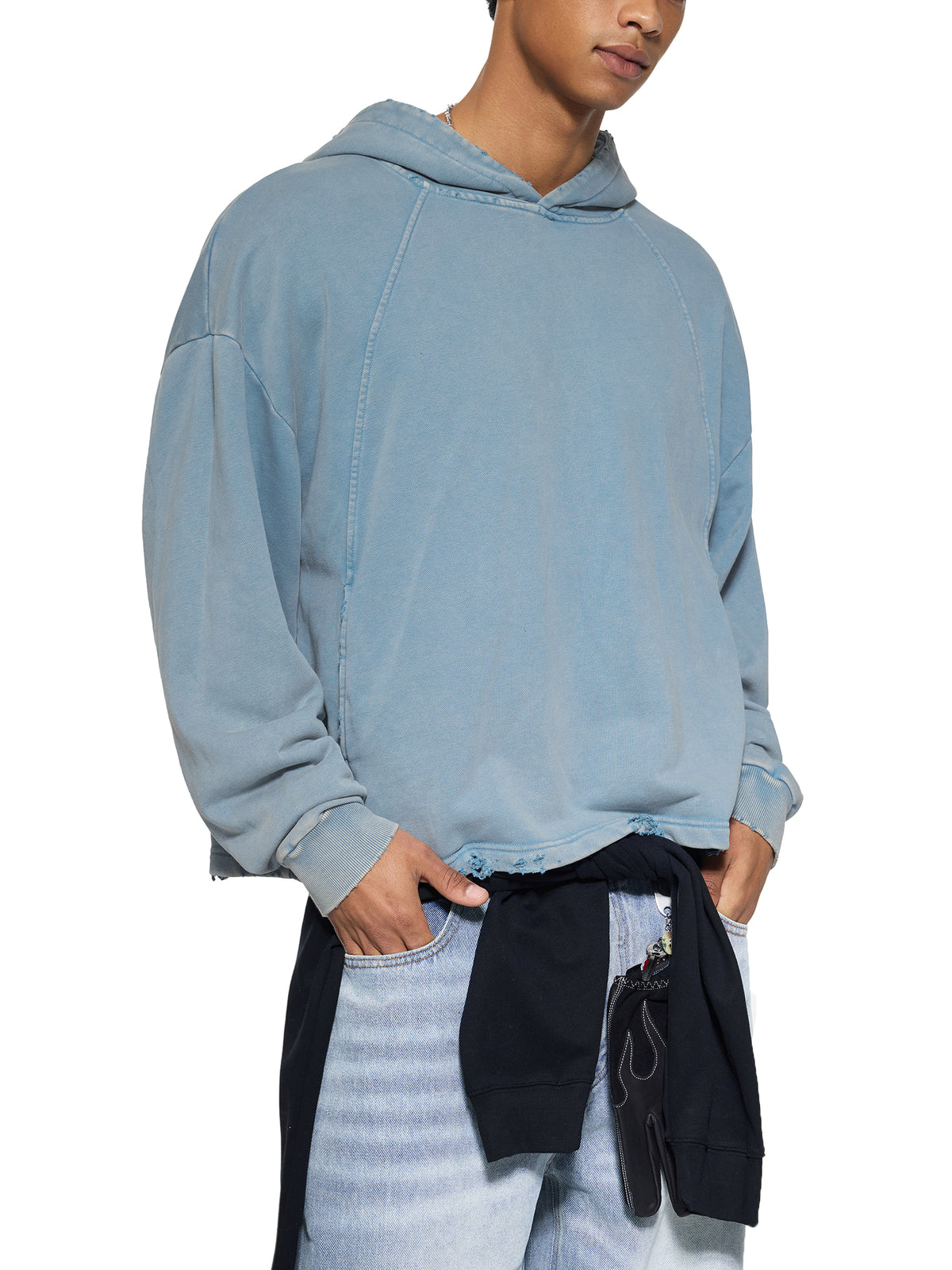 Unmuted Vintage Washed Frayed-Hem Hoodie