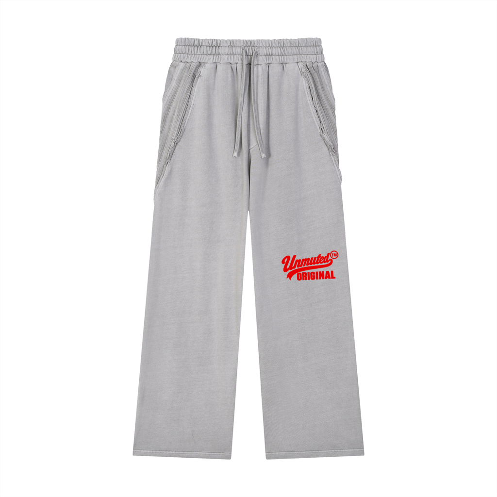 Unmuted Snow Washed Tape Raw Edge Sweatpants