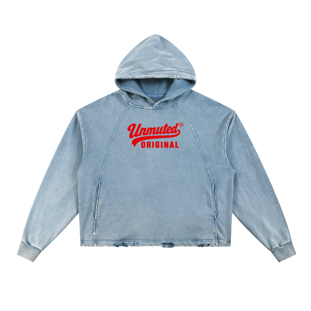 Unmuted Vintage Washed Frayed-Hem Hoodie
