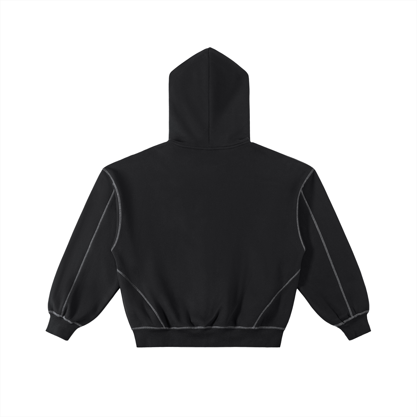 Unmuted Contrast-Stitched Boxy Fleece Zip Hoodie