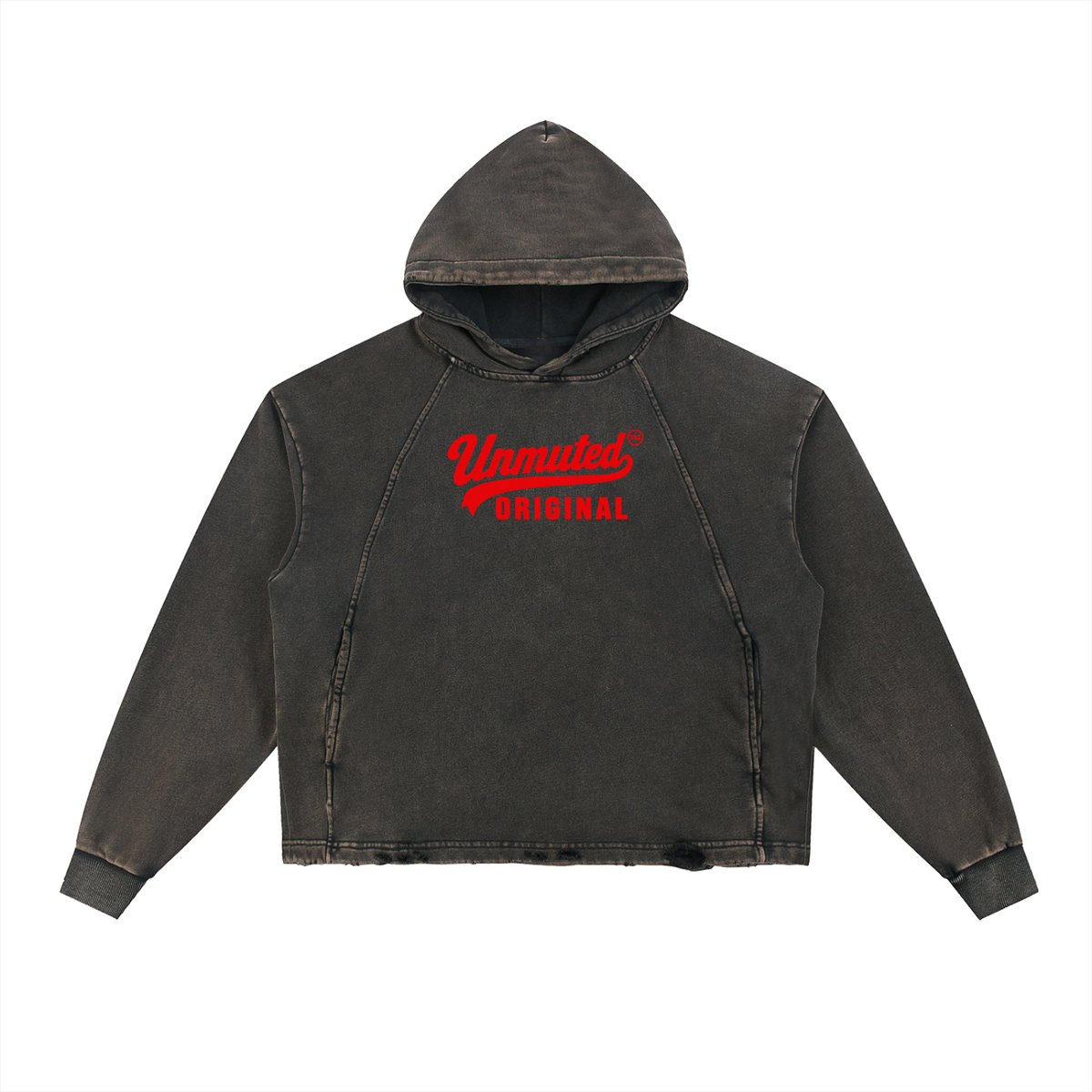 Unmuted Vintage Washed Frayed-Hem Hoodie