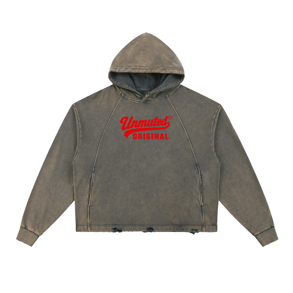 Unmuted Vintage Washed Frayed-Hem Hoodie