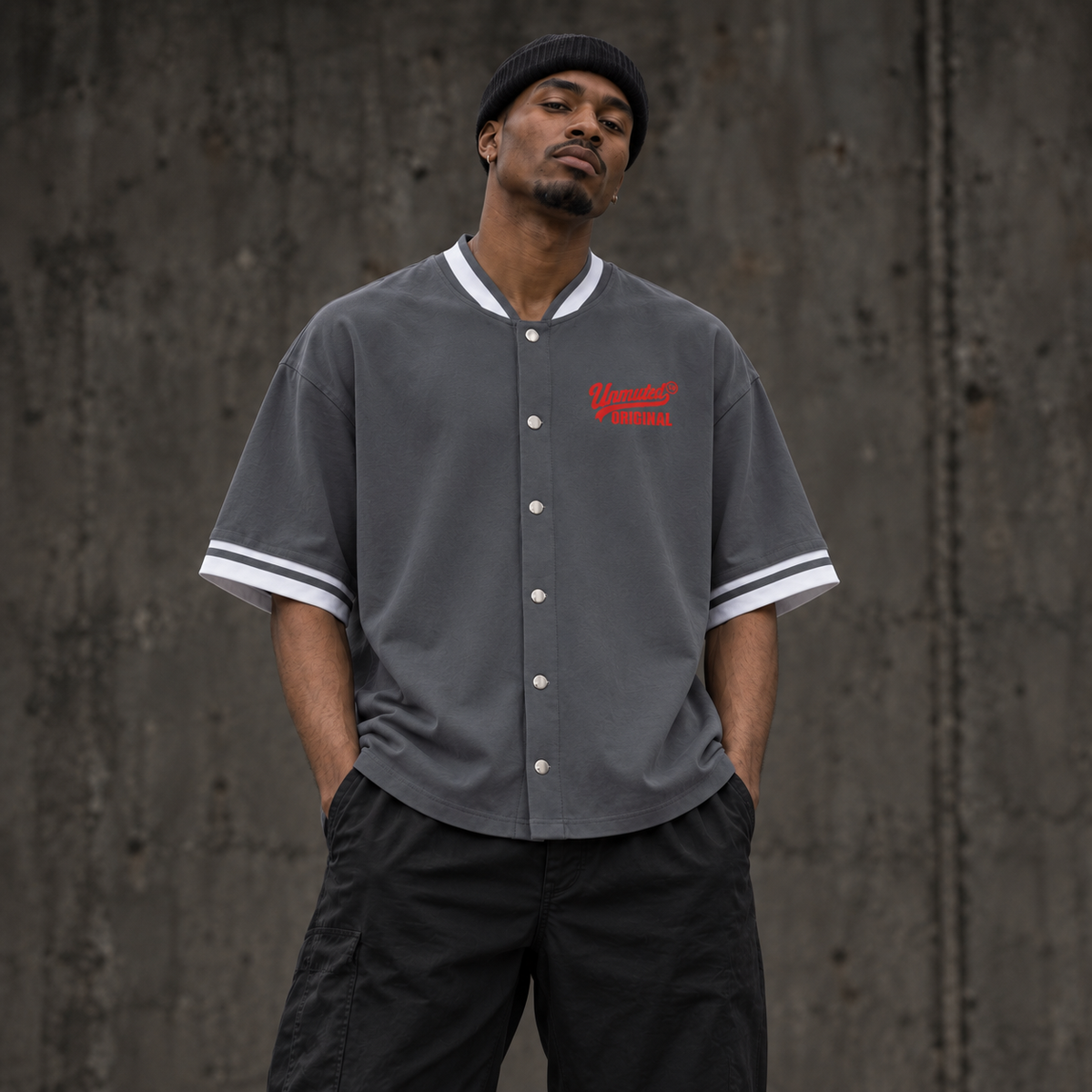 Unmuted Original Unisex Boxy Heavyweight Baseball Jersey by Unmuted Original - Charcoal