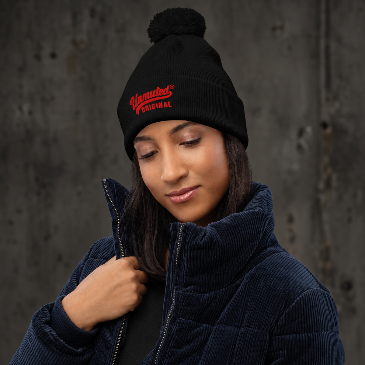 Unmuted Original Pom pom beanie by Unmuted Original - Black