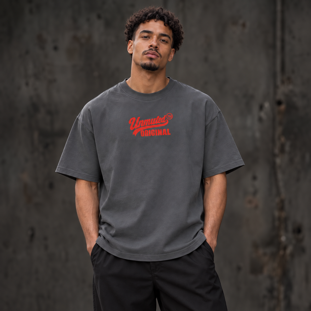 Unmuted Original Heavyweight Drop Shoulder Cotton T-Shirt by Unmuted Original - Dark Gray