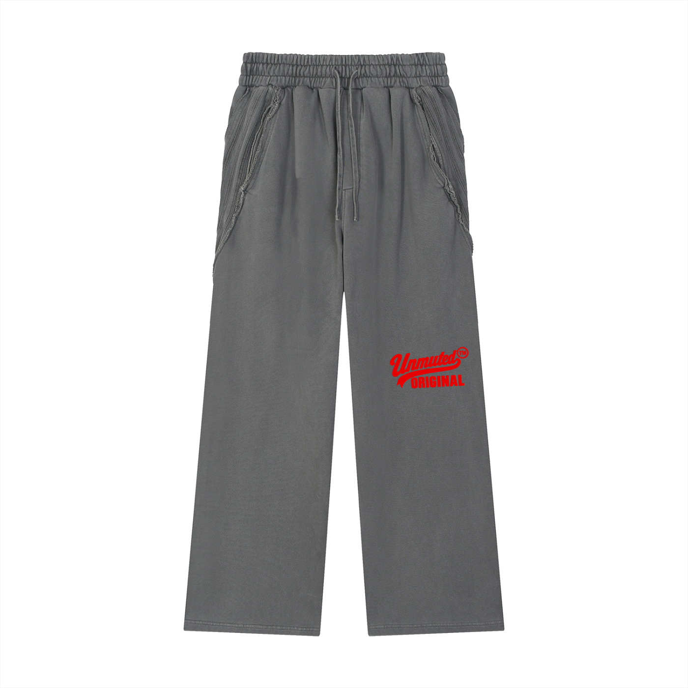 Unmuted Snow Washed Tape Raw Edge Sweatpants