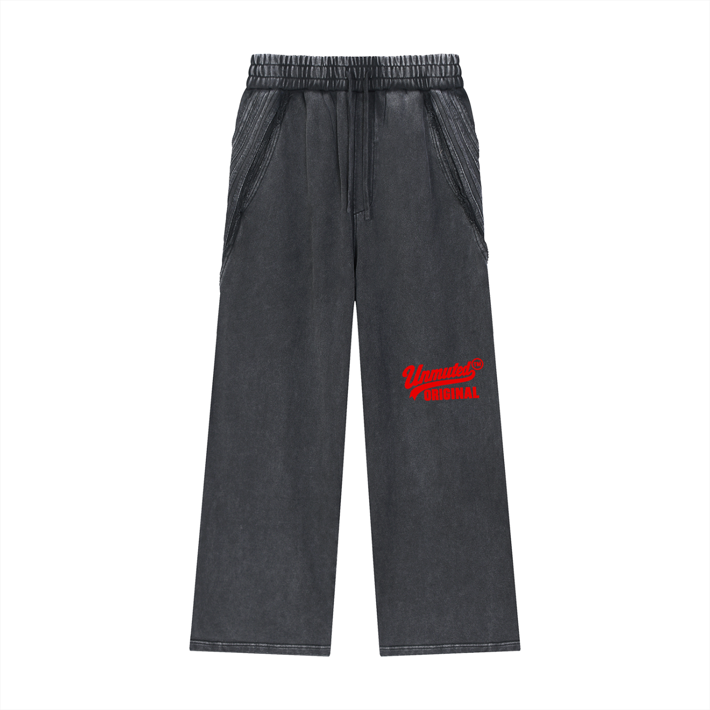 Unmuted Snow Washed Tape Raw Edge Sweatpants