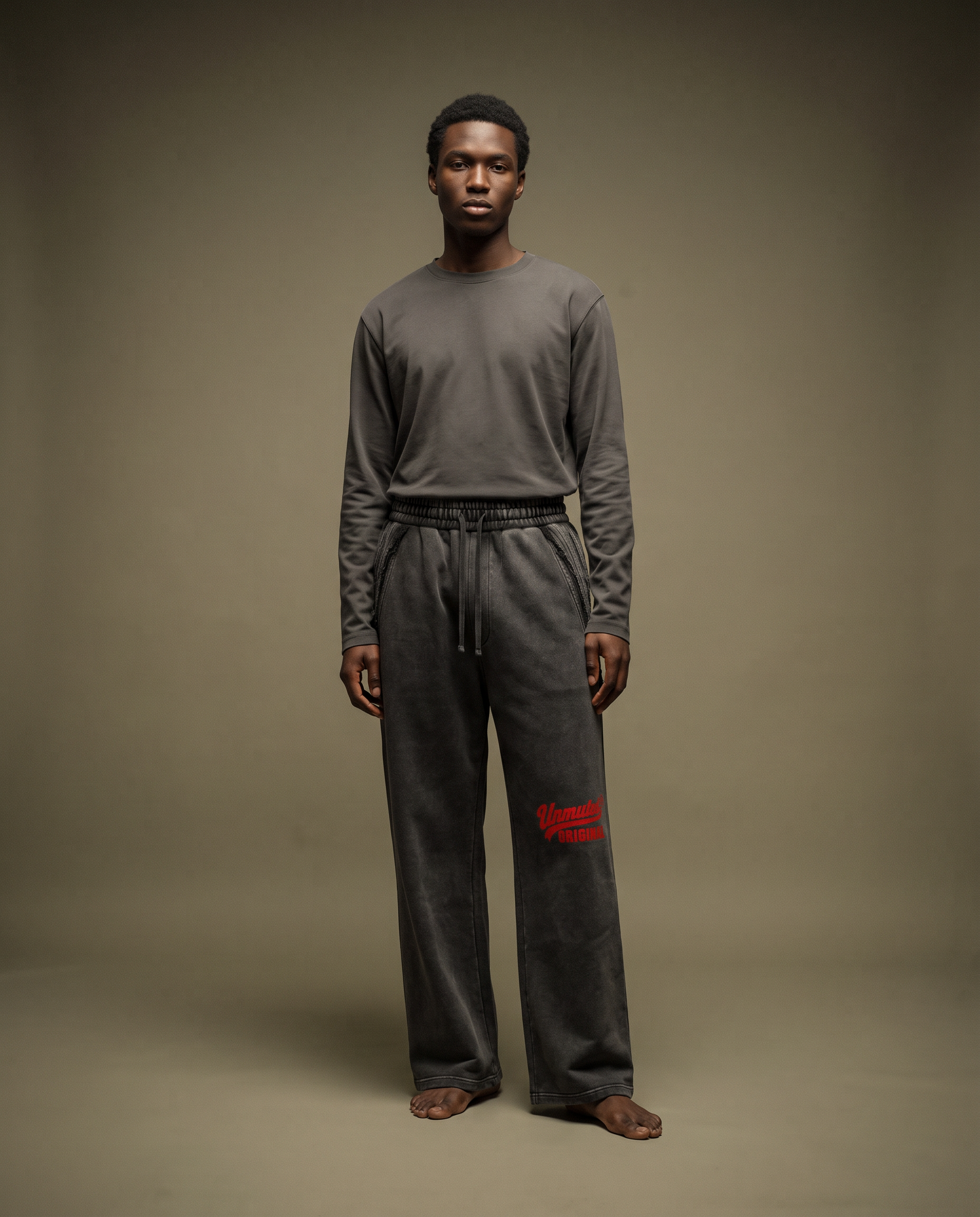 Model wearing the Unmuted Washed Raw-Edge Sweatpant