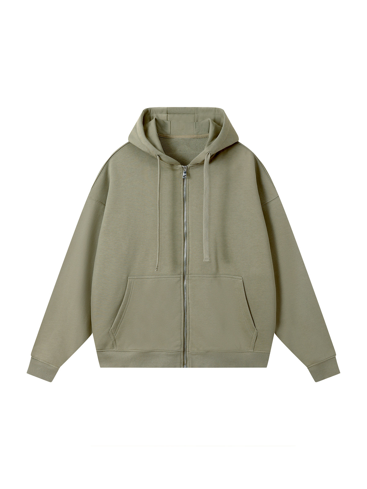 Unmuted Drop-Shoulder Zip-Up Hoodie