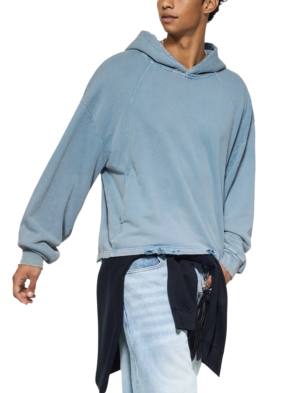 Unmuted Vintage Washed Frayed-Hem Hoodie