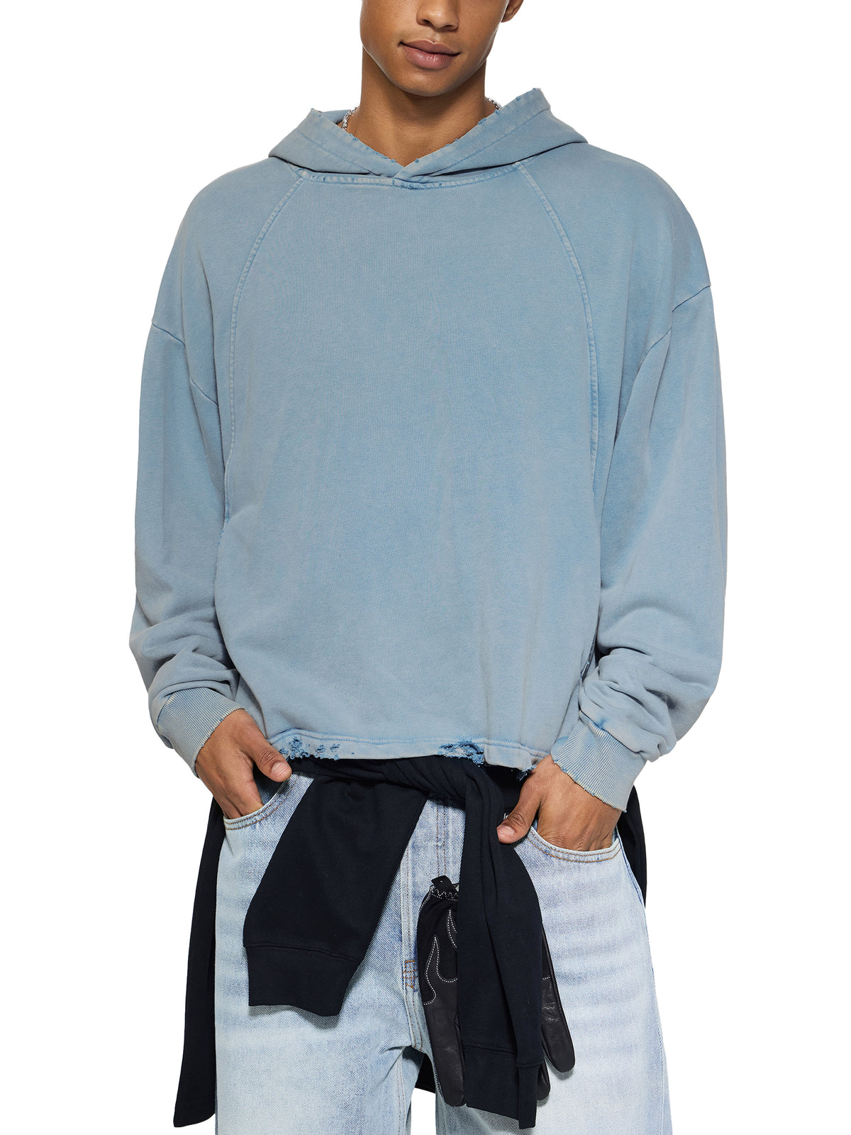 Unmuted Vintage Washed Frayed-Hem Hoodie